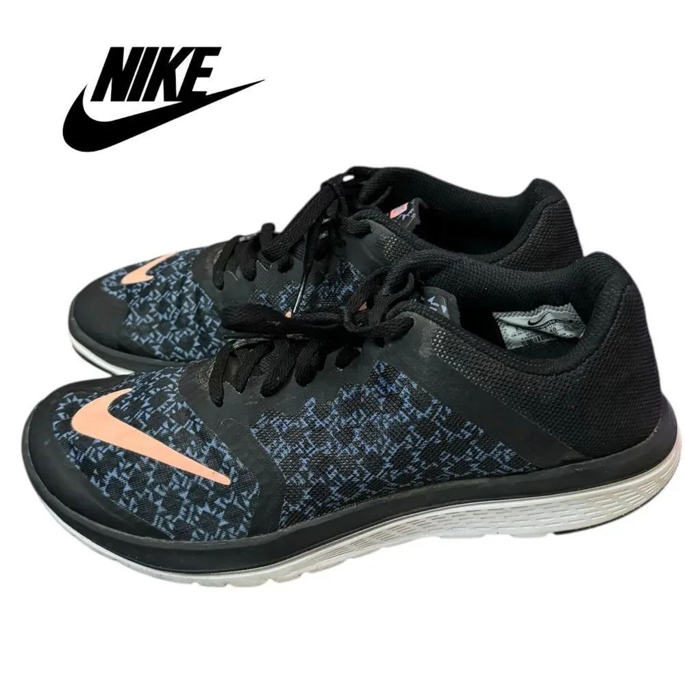 Nike Women FS Lite Run 3 Print Black Blue 819167-005 Running Shoes Sneakers 8.5